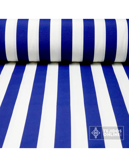 Loneta Rayas Anchas Azul - Retal  - Telas Online - Imagen 1