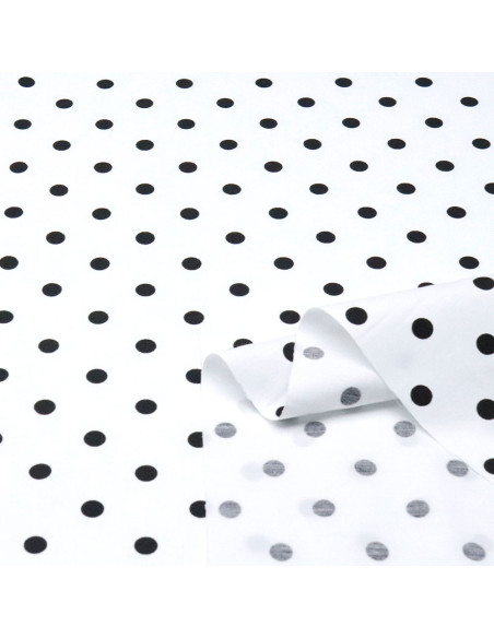 Popelin Blanco Lunar Negro Lenteja - Imagen 2