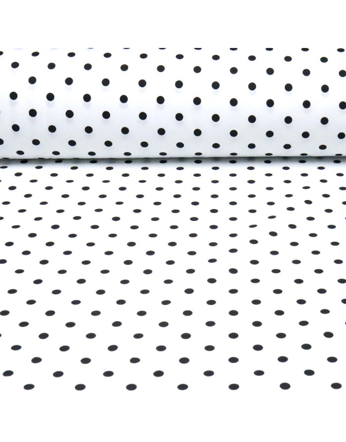 Popelin Blanco Lunar Negro Lenteja - Imagen 1