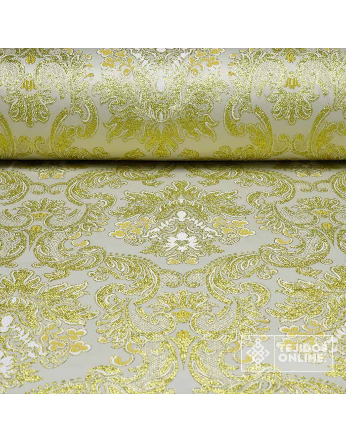 Brocado Blanco Pompeya - Retal - Tela Brocada - Cofrade - Imagen 1