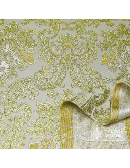 Brocado Blanco Pompeya - Retal - Tela Brocada - Cofrade - Imagen 3