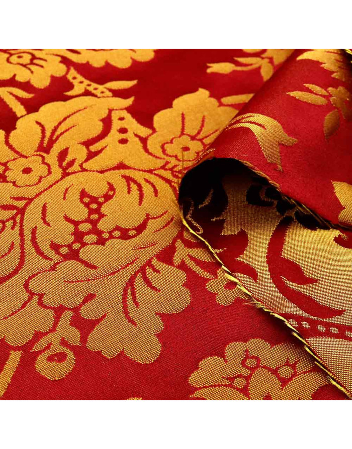 Damasco Oro Burdeos Flor - Imagen 2