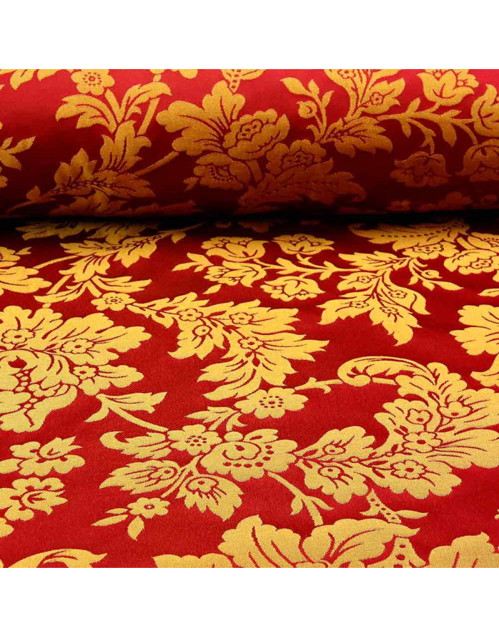 Damasco Oro Burdeos Flor - Imagen 1