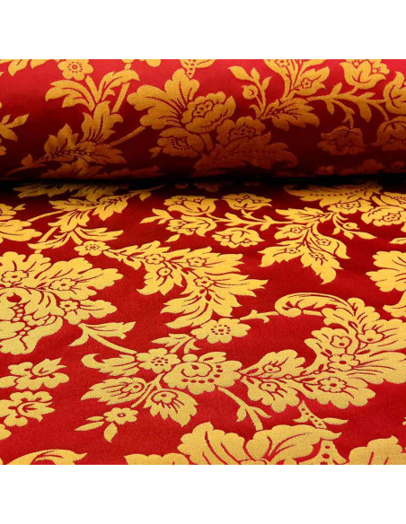 Damasco Oro Burdeos Flor - Imagen 1