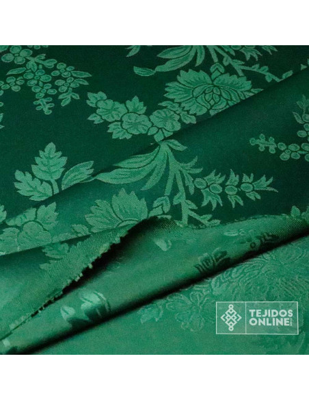 Damasco Verde Flor Oviedo | Ancho 2,80 m para Cofradías y Decoración