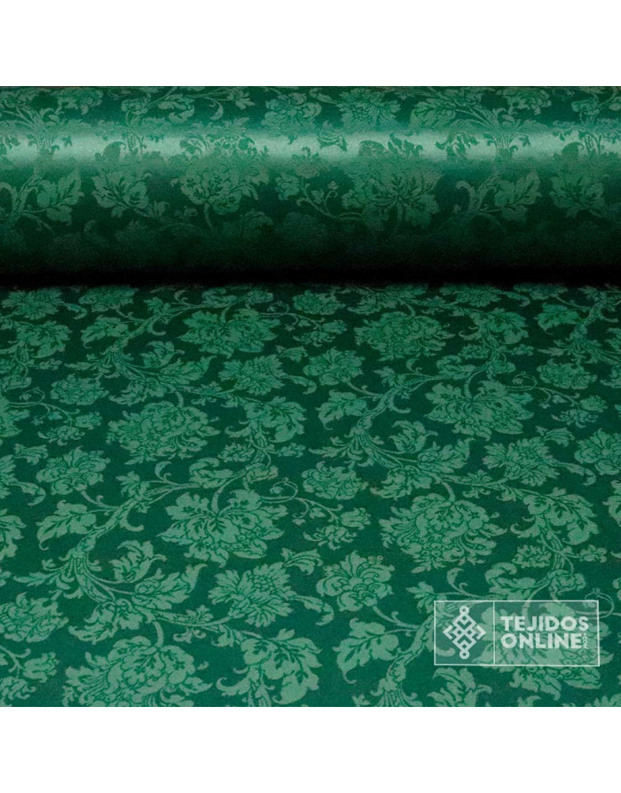 Tela Damasco Verde Floral Sintra  | Ancho 2,80 m para Cofradías - Imagen 1