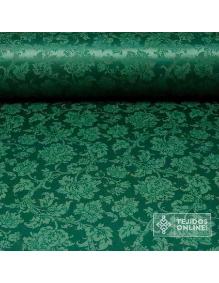 Tela Damasco Verde Floral Sintra  | Ancho 2,80 m para Cofradías - Imagen 1