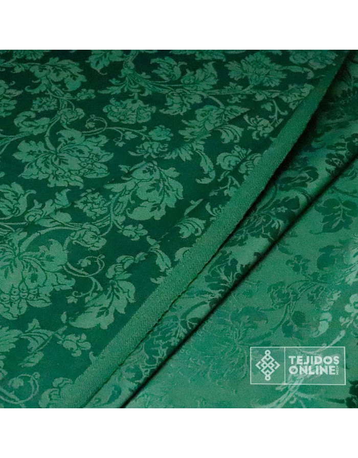 Tela Damasco Verde Floral Sintra  | Ancho 2,80 m para Cofradías - Imagen 2