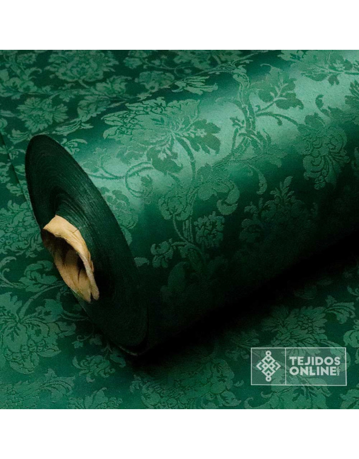 Tela Damasco Verde Floral Sintra  | Ancho 2,80 m para Cofradías - Imagen 4