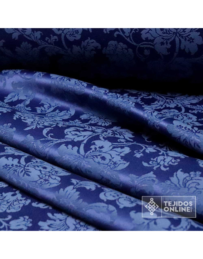 Tela Damasco Azul Floral Sintra  | Ancho 2,80 m para Cofradías