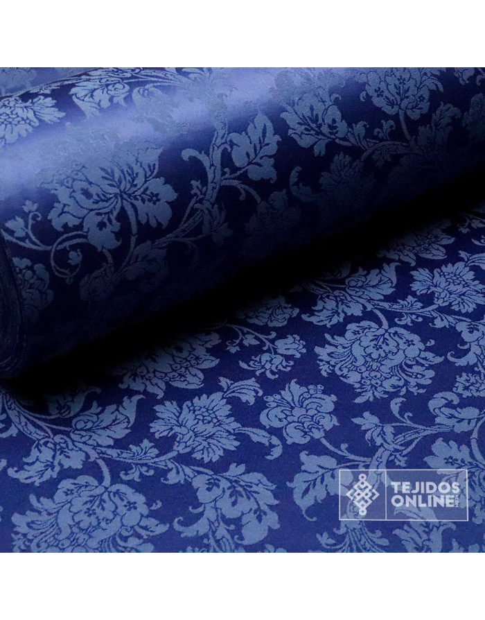 Tela Damasco Azul Floral Sintra  | Ancho 2,80 m para Cofradías