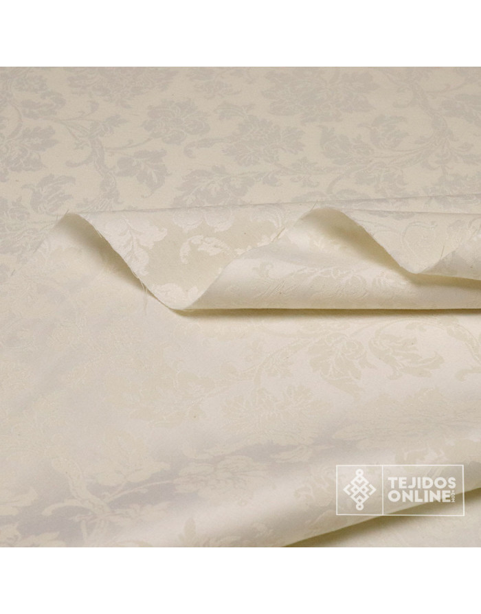 Tela Damasco Blanco Roto Floral Sintra  | Ancho 2,80 m para Cofradías