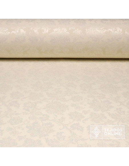 Tela Damasco Blanco Roto Floral Sintra  | Ancho 2,80 m para Cofradías