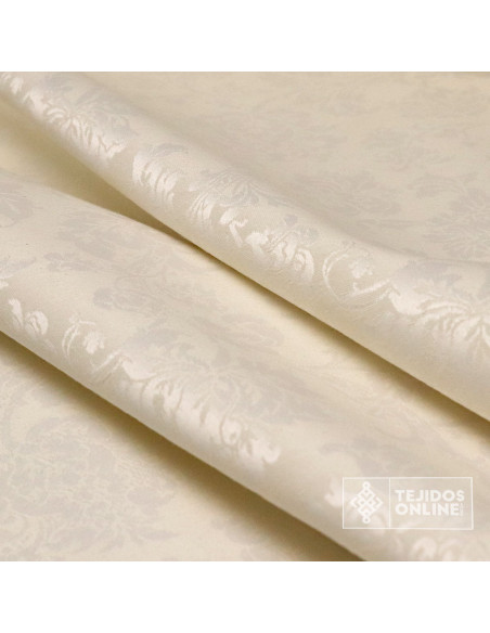 Tela Damasco Blanco Roto Floral Sintra  | Ancho 2,80 m para Cofradías