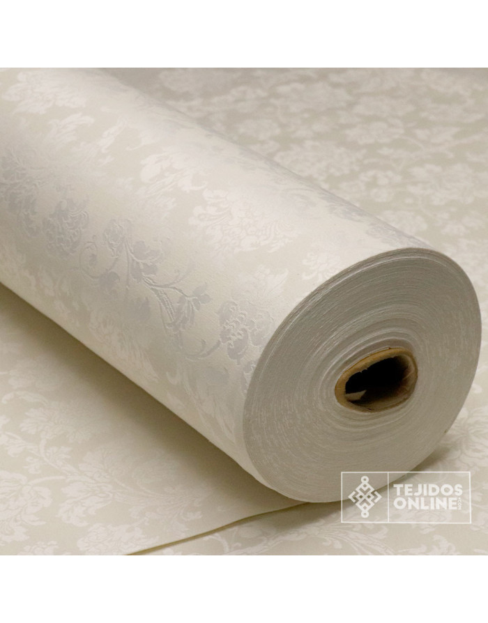 Tela Damasco Blanco Roto Floral Sintra  | Ancho 2,80 m para Cofradías