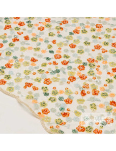 Tul Lentejuelas Florales Naranja - Telas Online - Tela Tul 2