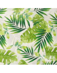 Loneta Palmeras Verdes Beige - Telas para Terrazas 2