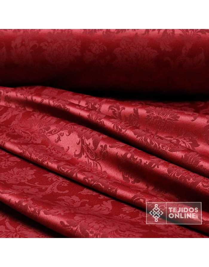 Tela Damasco Burdeos Floral Sintra  | Ancho 2,80 m para Cofradías - Imagen 3