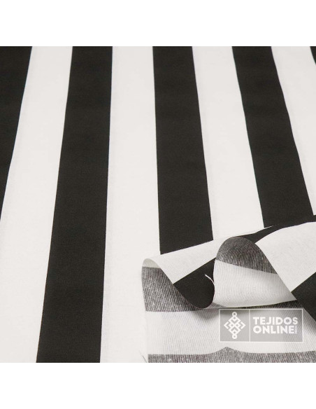 Loneta Rayas Anchas Negro - Retal - Telas Online - Imagen 2