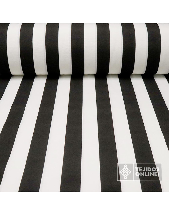Loneta Rayas Anchas Negro - Retal - Telas Online - Imagen 1