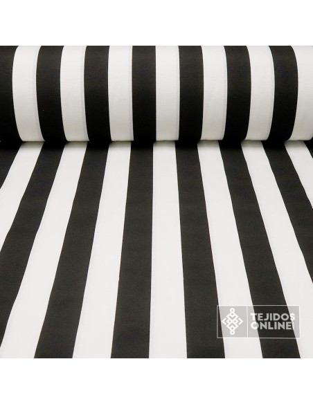 Loneta Rayas Anchas Negro - Retal - Telas Online - Imagen 1
