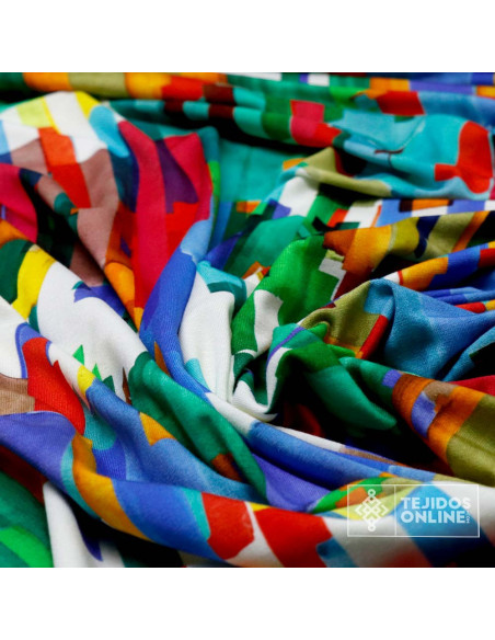 Tela Punto Estampado Franjas Multicolor | Telas de Punto