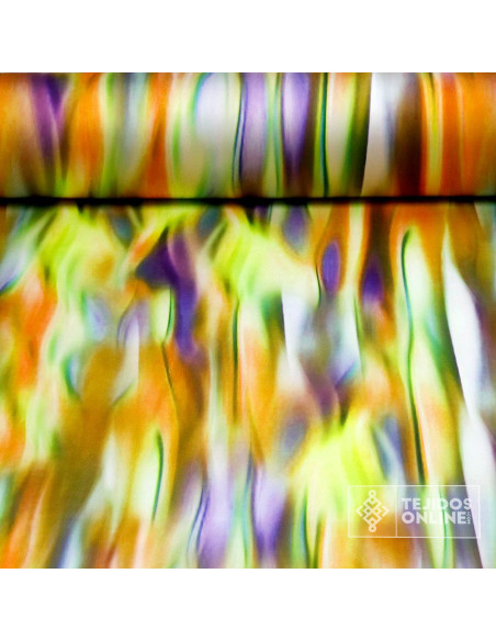 Seda Raso Auroras Verde Lima | Telas de Vestir | Telas Online - Imagen 1