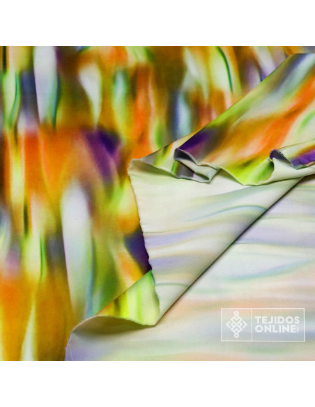 Seda Raso Auroras Verde Lima | Telas de Vestir | Telas Online - Imagen 4