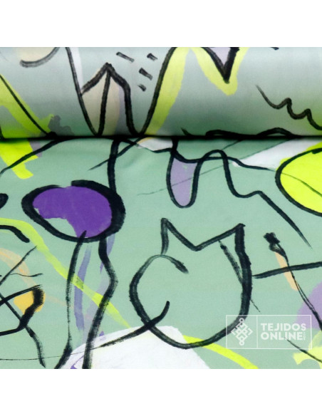 Crep Verde Agua Picasso - Telas Estampadas Picasso