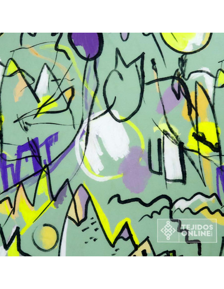 Crep Verde Agua Picasso - Telas Estampadas Picasso