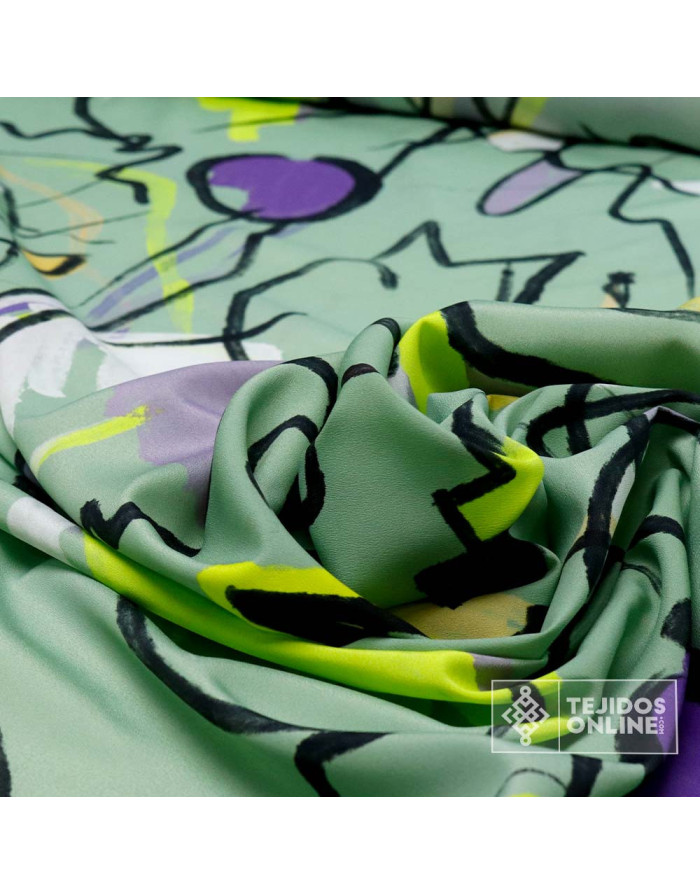 Crep Verde Agua Picasso - Telas Estampadas Picasso