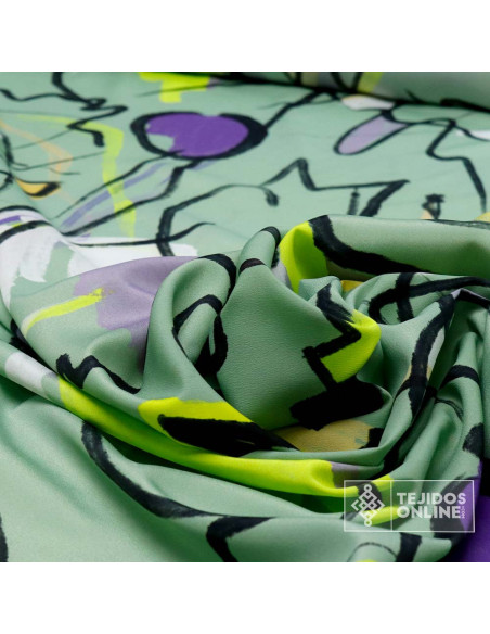 Crep Verde Agua Picasso - Telas Estampadas Picasso