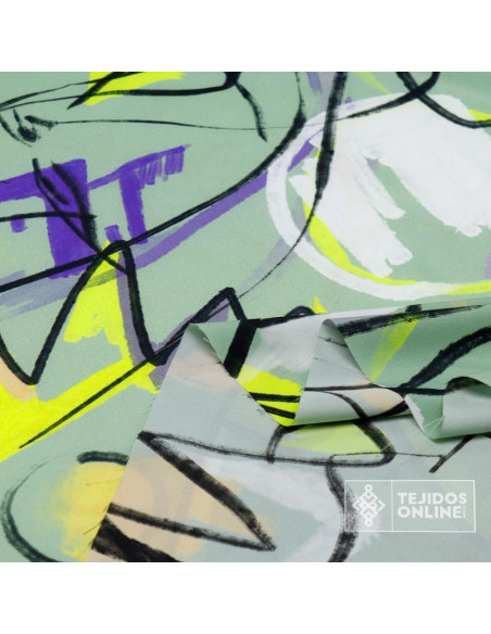 Crep Verde Agua Picasso - Telas Estampadas Picasso