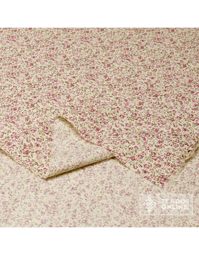 Tela de Algodón Fondo Beige Malva y Coral - 100% Algodón Infantil - Imagen 2