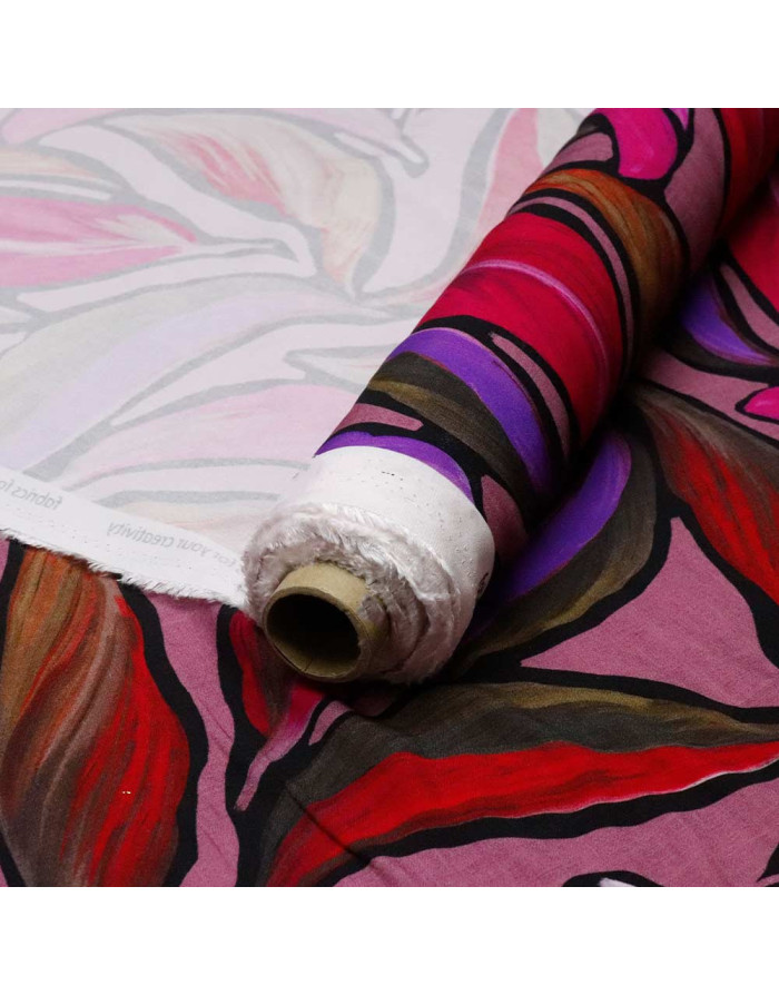 Tela Viscosa Estampada Acuarela Hojas - Telas de Vestir