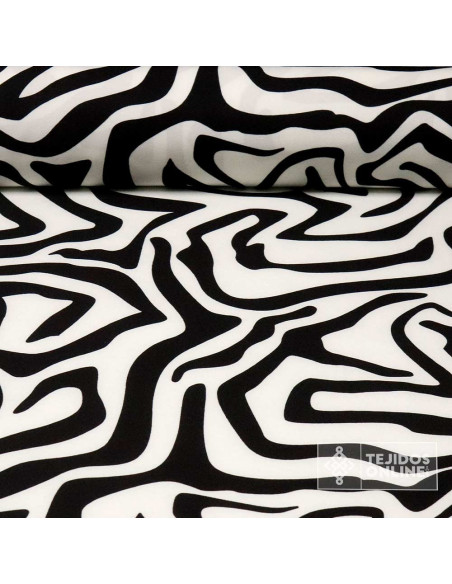 Tela Crep Lycra Cebra  - Telas de Vestir Estampada de Moda
