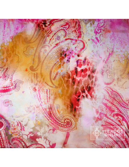 Seda Raso Cachemira Fucsia | Telas para Vestir - Imagen 2