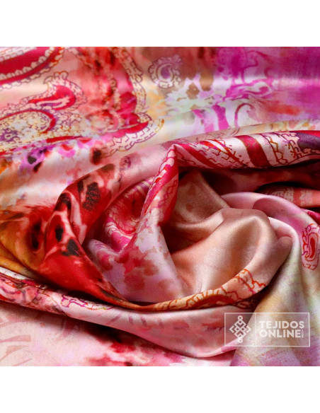 Seda Raso Cachemira Fucsia | Telas para Vestir - Imagen 4