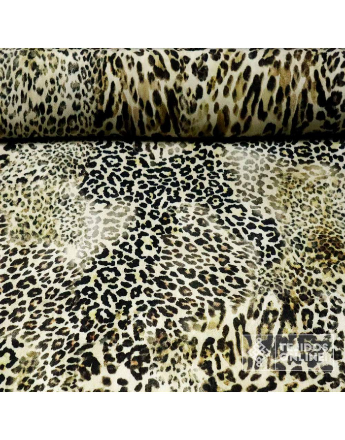 Crep Elastano Animal Print Leopardo Camel - Telas de Vestir - Imagen 1