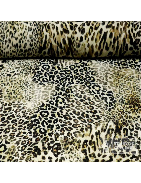 Crep Elastano Animal Print Leopardo Camel - Telas de Vestir - Imagen 1