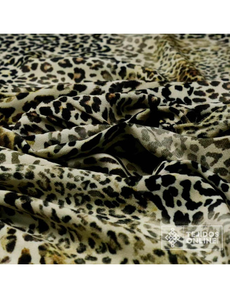 Crep Elastano Animal Print Leopardo Camel - Telas de Vestir - Imagen 2