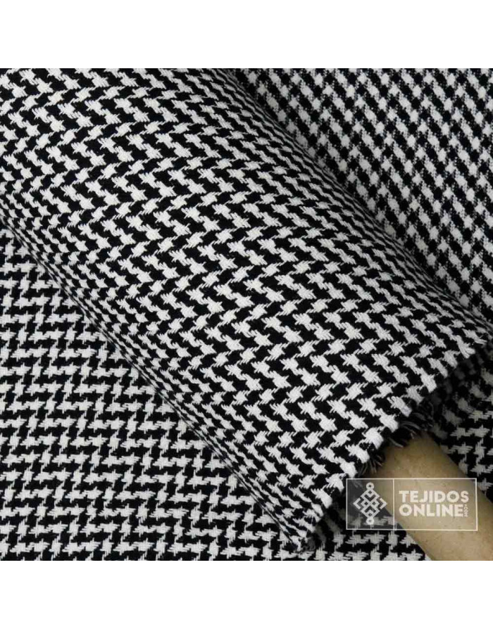 Lana Pata Gallo Blanca Negra- Tela Blanca Negra - Telas Online - Imagen 2