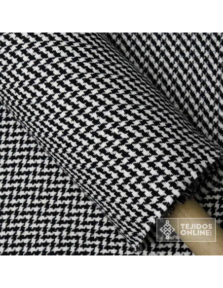 Lana Pata Gallo Blanca Negra- Tela Blanca Negra - Telas Online - Imagen 2