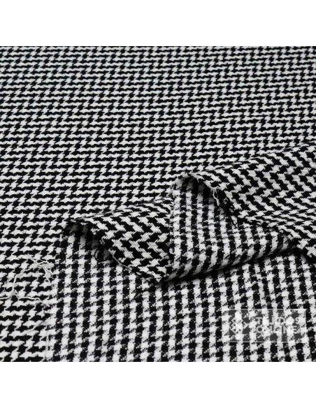 Lana Pata Gallo Blanca Negra- Tela Blanca Negra - Telas Online - Imagen 3