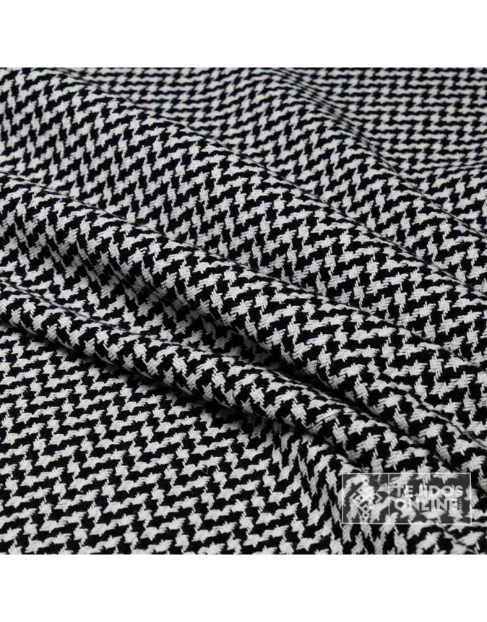 Lana Pata Gallo Blanca Negra- Tela Blanca Negra - Telas Online - Imagen 4