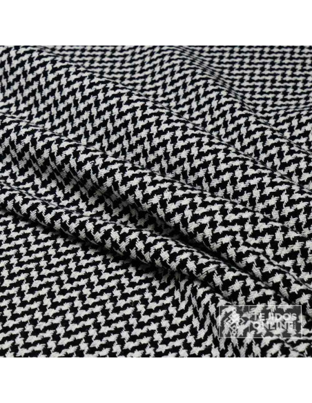 Lana Pata Gallo Blanca Negra- Tela Blanca Negra - Telas Online - Imagen 4