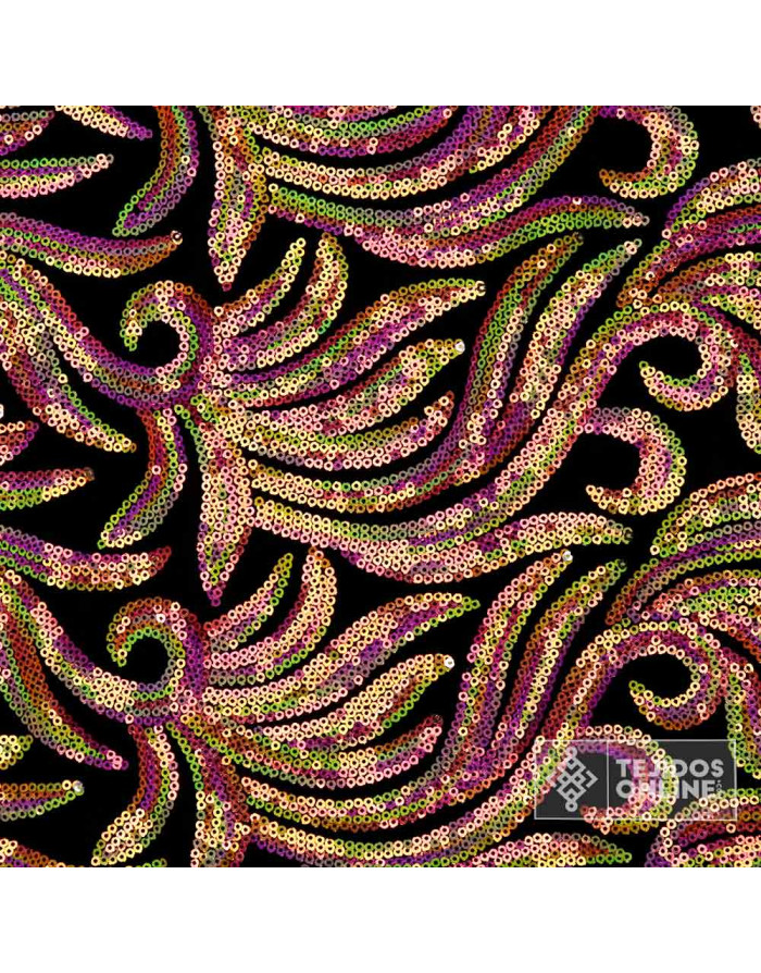 Tela Lentejuela Flor de Lis Fucsia - Telas para Carnaval