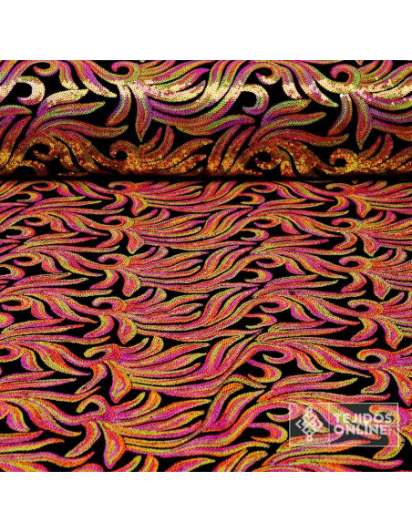 Tela Lentejuela Flor de Lis Fucsia - Telas para Carnaval Tela Lentejuela Flor de Lis Fucsia - Telas para Carnaval