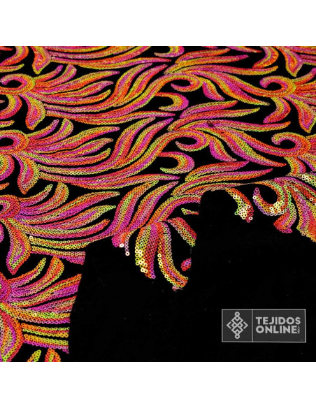 Tela Lentejuela Flor de Lis Fucsia - Telas para Carnaval Tela Lentejuela Flor de Lis Fucsia - Telas para Carnaval