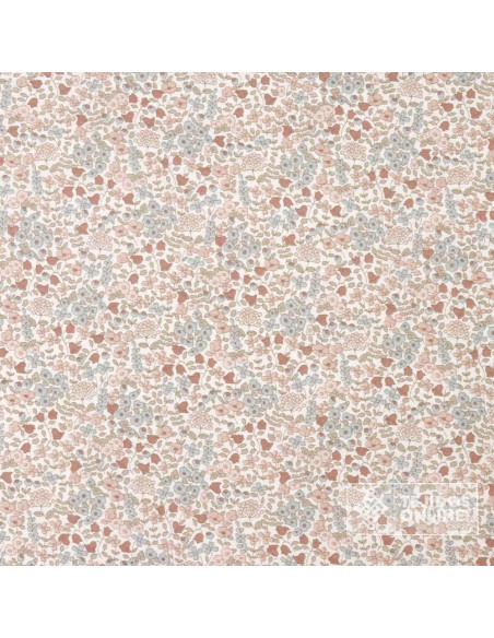 Viella flores pequeñas tonos empolvados - Telas de Flores - Imagen 3